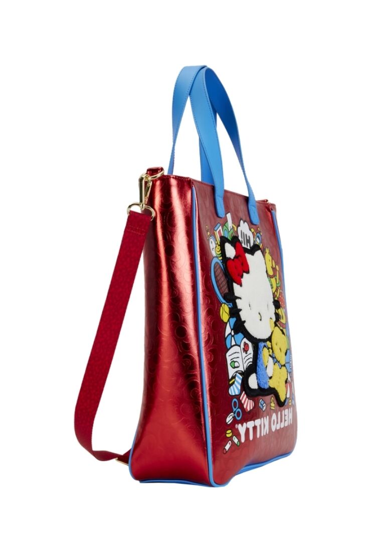 Parkson LOUNGEFLY HELLO KITTY 50TH ANNIVERSARY METALLIC TOTEBAG WITH COIN BAG