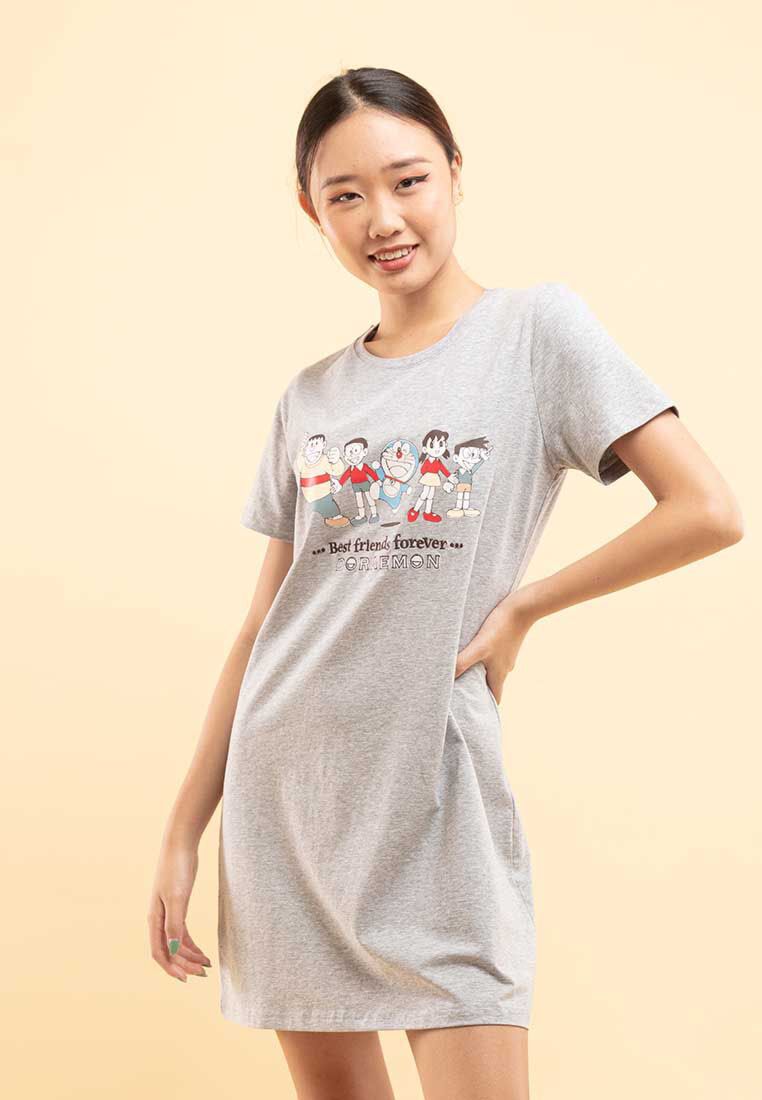 FOREST X DORAEMON LADIES EMBROIDERED WITH PRINT T-SHIRT DRESS