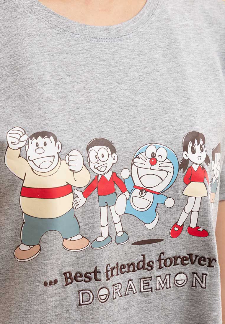 FOREST X DORAEMON LADIES EMBROIDERED WITH PRINT T-SHIRT DRESS